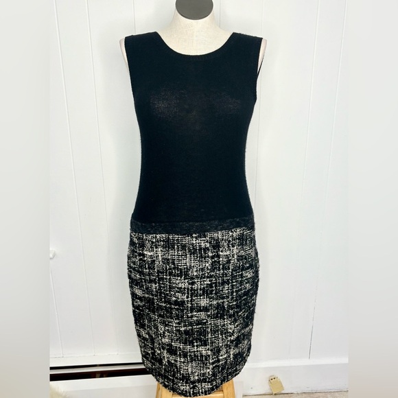 MaxMara Tweed Cashmere Knit Dress Sleeveless Women’s Size Large Classic Chanel - Picture 3 of 11